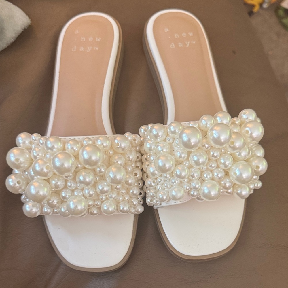 A New Day Pearl Embellished Sandals - Cream